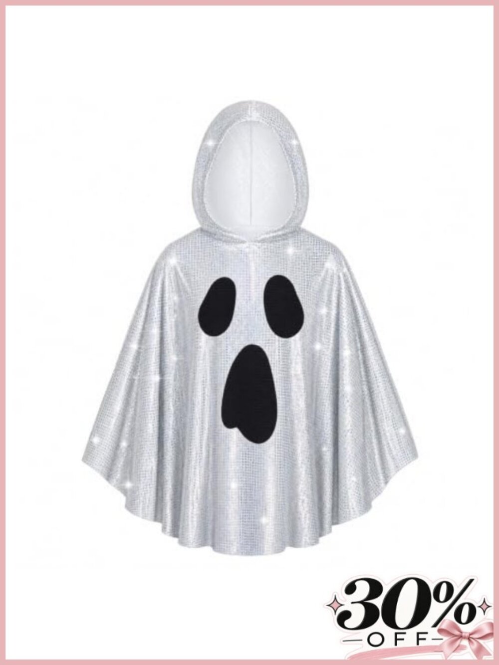 Sequin Disco Ghost Poncho Costume, Lightweight Polyester Adult